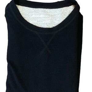 Eddie Bauer Long Sleeve Crew Neck Waffle Knit Sleep Shirt M Black 179Q